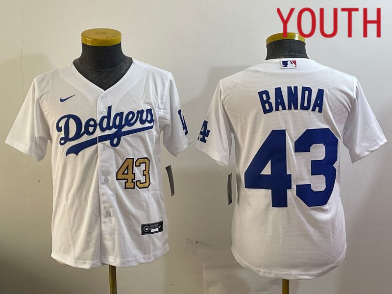 Youth Los Angeles Dodgers #43 Banda White Game 2024 Nike MLB Jersey style 12091->youth mlb jersey->Youth Jersey